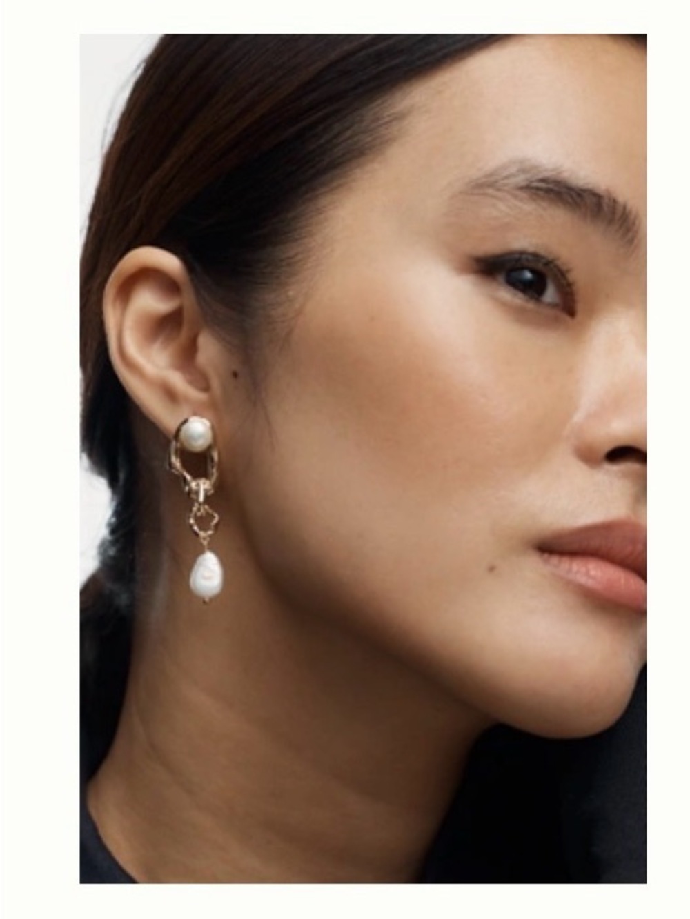 Anthropologie Pearl Twisted Hoop Earrings NWT